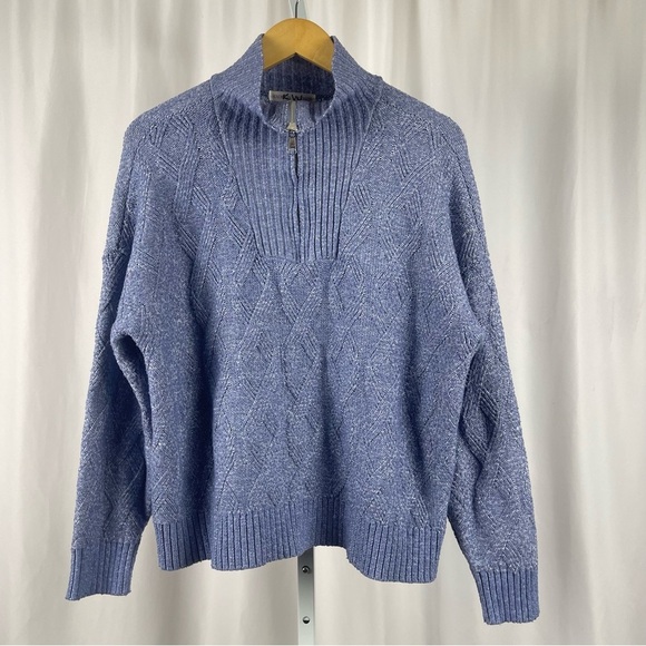 Madison + Hudson 1X Y2K Retro 1/4 Zip Cable Knit Pullover Sweater Mockneck Boxy - Picture 3 of 9